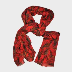 Wool Silk Pheasant Scarf in Red